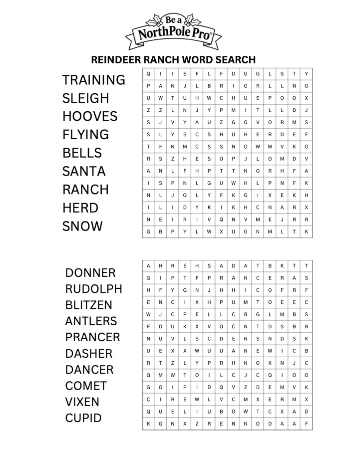 Preview of Reindeer Ranch Word Search