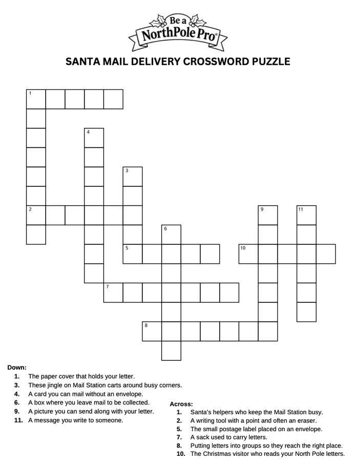 Preview of Santa Mail Delivery Crossword Puzzle