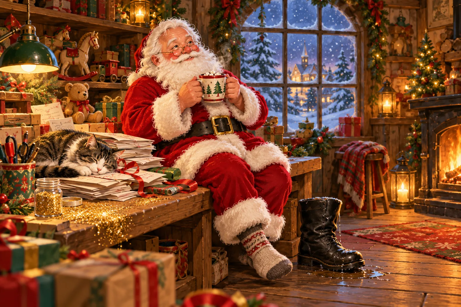 Santa's Very Bad Day — santa's study story picture