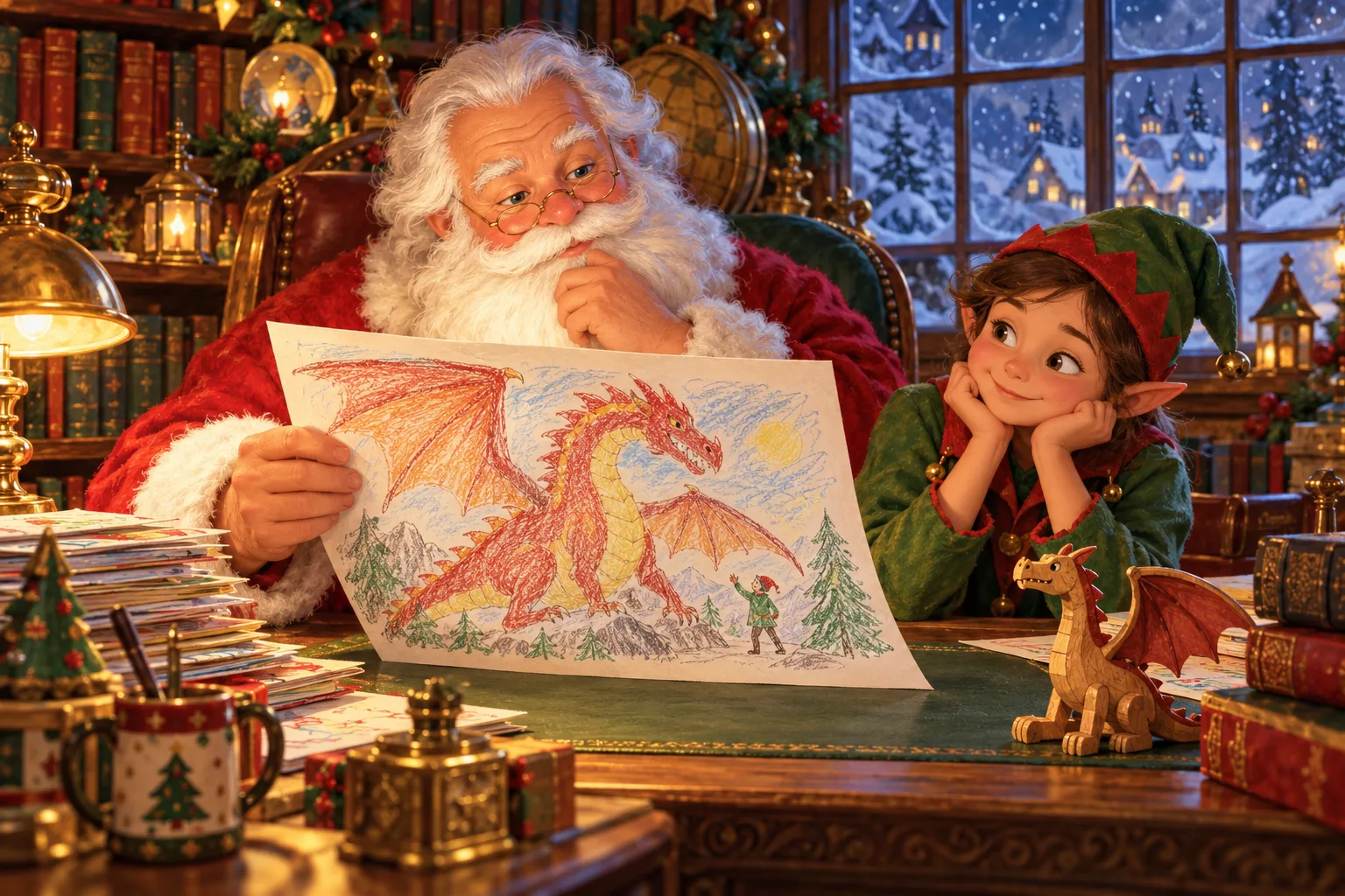 The Christmas Present That Couldn't Be Made — santa's study story picture